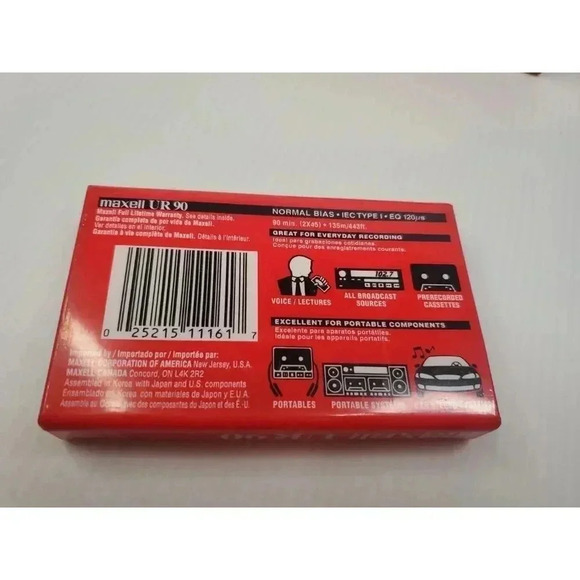3 Maxell UR 90 Minute Normal Bias Blank Audio Cassette Tapes NEW SEALED - Picture 4 of 13